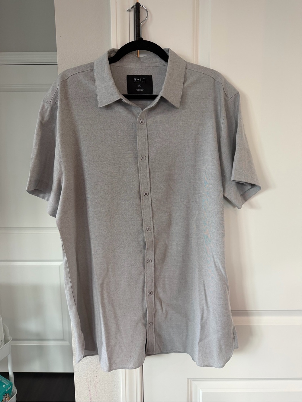 BYLT Light Gray Short-Sleeve Button-Up Shirt